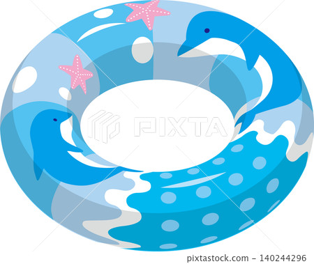 A lifebuoy with pictures of dolphins and starfish A lifebuoy with pictures of dolphins and starfish 140244296