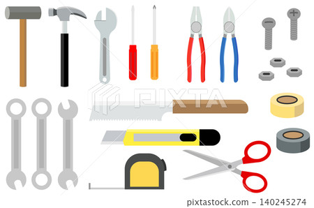 一組各種工具的簡單插圖。 一組各種工具的簡單插圖。 140245274