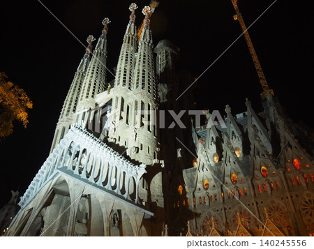 Sagrada Familia, nighttime, 2019 140245556