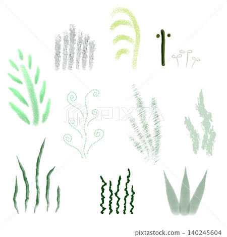 A set of refreshing, hand-drawn illustrations of summer plants and trees. 140245604