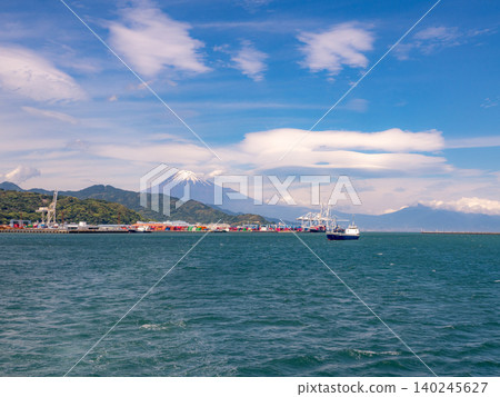 A spring sky, white clouds, and snow-capped Mount Fuji. A spring sky, white clouds, and snow-capped Mount Fuji. 140245627