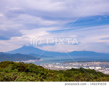 A spring sky, white clouds, and snow-capped Mount Fuji. A spring sky, white clouds, and snow-capped Mount Fuji. 140245638