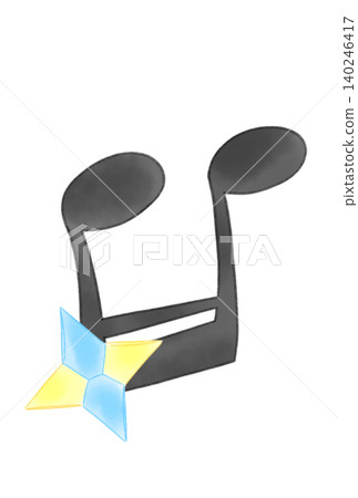 Musical notes with shuriken made from origami Musical notes with shuriken made from origami 140246417