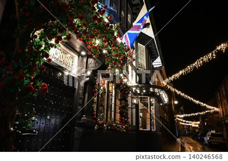 A stylish hotel decorated for Christmas. A stylish hotel decorated for Christmas. 140246568