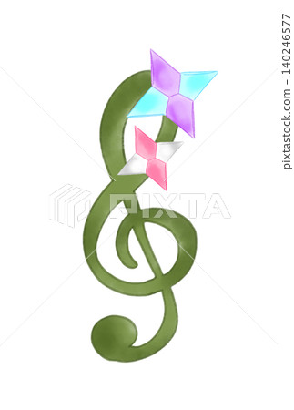 Musical notes with shuriken made from origami Musical notes with shuriken made from origami 140246577