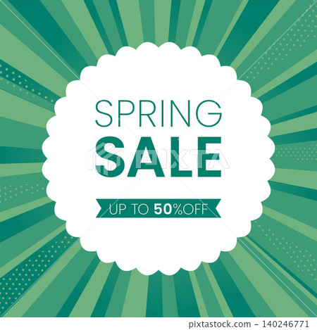 A spring sale banner featuring "SPRING SALE" on a green radial background. A spring sale banner featuring "SPRING SALE" on a green radial background. 140246771