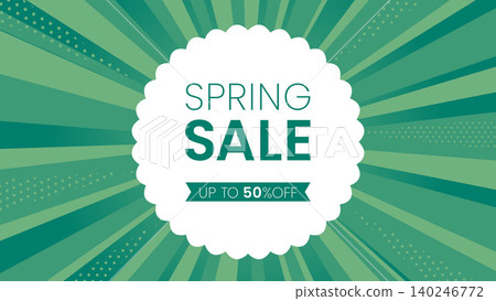A spring sale banner featuring "SPRING SALE" on a green radial background. A spring sale banner featuring "SPRING SALE" on a green radial background. 140246772