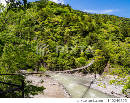 The dream suspension bridge, beautifully framed by the fresh greenery, in Sumata Gorge The dream suspension bridge, beautifully framed by the fresh greenery, in Sumata Gorge 140246835