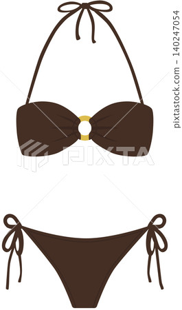 Brown Bandeau Bikini Swimsuit with Side Tie Bottom Summer Beachwear PNG Brown Bandeau Bikini Swimsuit with Side Tie Bottom Summer Beachwear PNG 140247054
