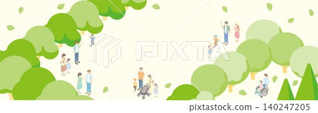 夏季、人物、等距插圖、公園、觀光、休閒、家庭、兒童、橫幅、邊框、背景 夏季、人物、等距插圖、公園、觀光、休閒、家庭、兒童、橫幅、邊框、背景 140247205