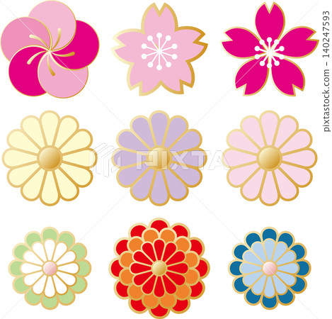 Japanese style, Japanese pattern, flower, icon, illustration set, plum, cherry blossom, chrysanthemum, traditional, pattern, Japanese modern, decoration, ornament, embellishment Japanese style, Japanese pattern, flower, icon, illustration set, plum, cherry blossom, chrysanthemum, traditional, pattern, Japanese modern, decoration, ornament, embellishment 140247593
