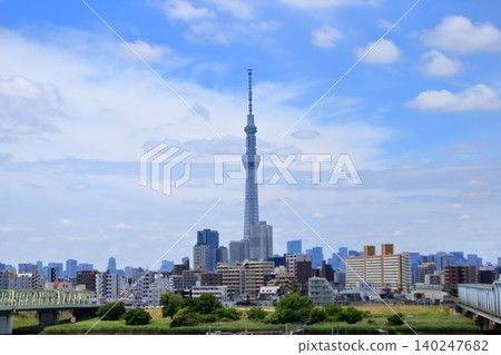 Blue Sky and Tokyo Sky Tree Blue Sky and Tokyo Sky Tree 140247682