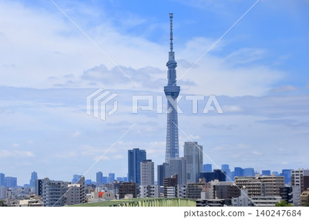 Blue Sky and Tokyo Sky Tree Blue Sky and Tokyo Sky Tree 140247684