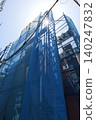 Japanese Construction Scaffolding with Safety Netting 140247832
