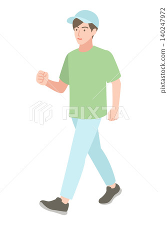 一位年輕男子行走的插圖 一位年輕男子行走的插圖 140247972