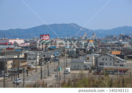 April 26 2026 Aomori cityscape with residential area mountains, Japan April 26 2026 Aomori cityscape with residential area mountains, Japan 140248111