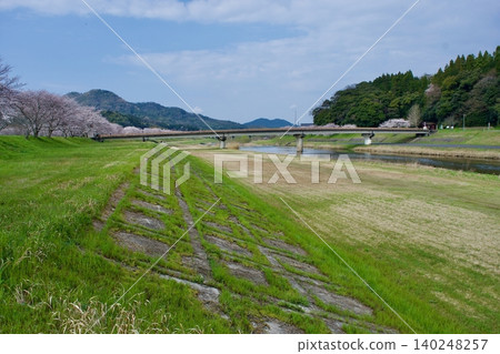 A sports field utilizing the riverbed of the Tomita River in Shimane Prefecture. A sports field utilizing the riverbed of the Tomita River in Shimane Prefecture. 140248257