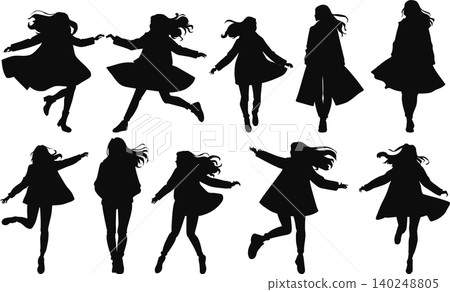 An illustration of a woman in autumn clothes striking a pose. An illustration of a woman in autumn clothes striking a pose. 140248805