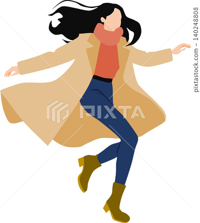An illustration of a woman in autumn clothes striking a pose. An illustration of a woman in autumn clothes striking a pose. 140248808