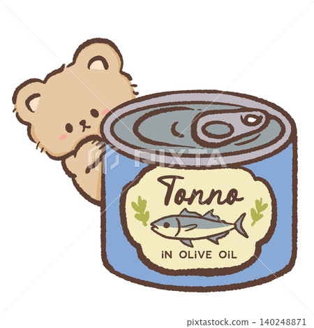 Cute Teddy Bear Peeking Behind Tuna Can In Olive Oil Italian Seafood Pantry Food Mediterranean Market Kawaii Character Illustration Cute Teddy Bear Peeking Behind Tuna Can In Olive Oil Italian Seafood Pantry Food Mediterranean Market Kawaii Character Illustration 140248871