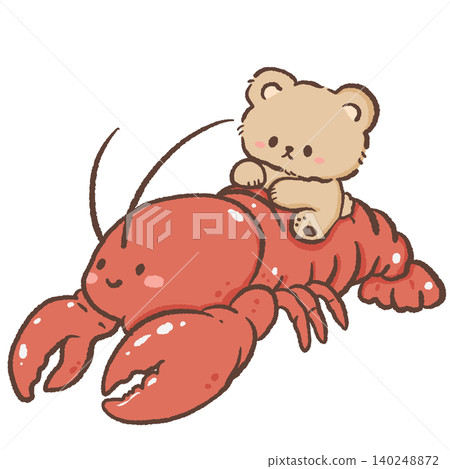 Adorable Kawaii Teddy Bear Riding Happy Red Lobster Italian Seafood Restaurant Coastal Summer Vacation Character Illustration Adorable Kawaii Teddy Bear Riding Happy Red Lobster Italian Seafood Restaurant Coastal Summer Vacation Character Illustration 140248872