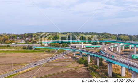 April 30 2026 Sanriku Coast Expressway interchange with elevated roads and vehicles April 30 2026 Sanriku Coast Expressway interchange with elevated roads and vehicles 140249066