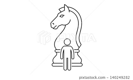 Business strategy, career tactics and chess knight concept line icon Business strategy, career tactics and chess knight concept line icon 140249282