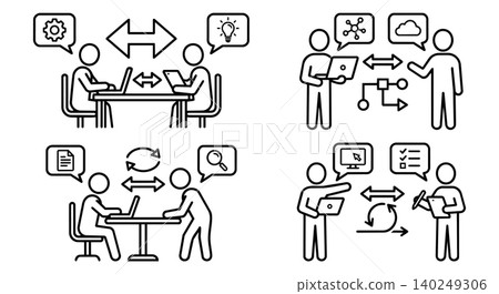 DevOps workflow, software engineering development and agile project management line icon set DevOps workflow, software engineering development and agile project management line icon set 140249306