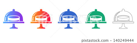 Gourmet Food Cloche Icon Set icon set Gourmet Food Cloche Icon Set icon set 140249444