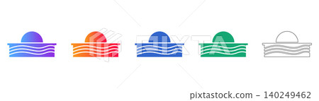 Sun Over Waves Icon Set icon set Sun Over Waves Icon Set icon set 140249462