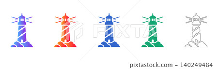 Lighthouse Icon Set with Various Styles icon set Lighthouse Icon Set with Various Styles icon set 140249484