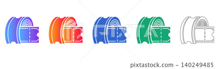 Ticket Roll and Single Ticket Vector Icons icon set Ticket Roll and Single Ticket Vector Icons icon set 140249485
