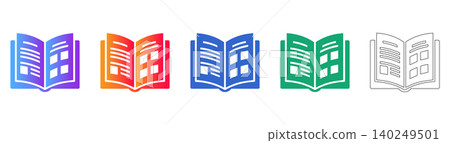 Open Magazine Icon Set for Editorial and Digital Design icon set Open Magazine Icon Set for Editorial and Digital Design icon set 140249501