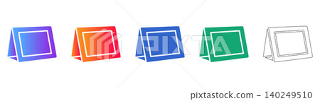 Colorful Gradient Table Tent Sign Vector Set icon set Colorful Gradient Table Tent Sign Vector Set icon set 140249510