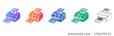 Label Printing Machine Vector Icons Label Printing Machine Vector Icons 140249535