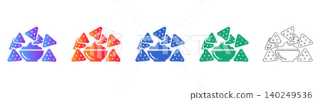 Nachos and Dip Vector Icon Set Nachos and Dip Vector Icon Set 140249536