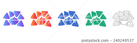 Nachos Bowl Vector Icon Collection 140249537