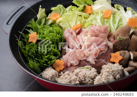 Chicken and meatball hot pot ingredients Chicken and meatball hot pot ingredients 140249683