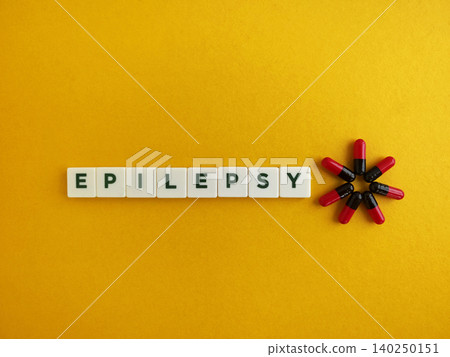 Epilepsy word spelling out with medicine capsules Epilepsy word spelling out with medicine capsules 140250151