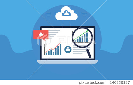 Cloud Data Analytics Dashboard with Business Growth Charts and Search Optimization Concept Vector illustration Cloud Data Analytics Dashboard with Business Growth Charts and Search Optimization Concept Vector illustration 140250337