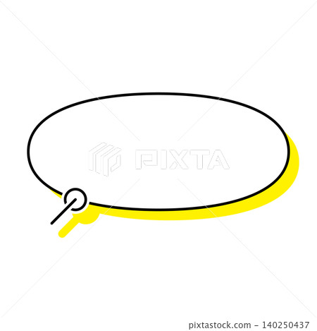 A simple, horizontally elongated oval speech bubble illustration on a white background. A simple, horizontally elongated oval speech bubble illustration on a white background. 140250437