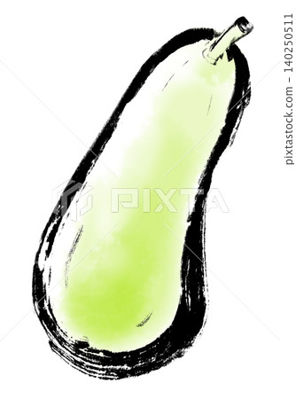 Illustrations, ink paintings, sumi-e (ink wash paintings), white cucumbers Illustrations, ink paintings, sumi-e (ink wash paintings), white cucumbers 140250511