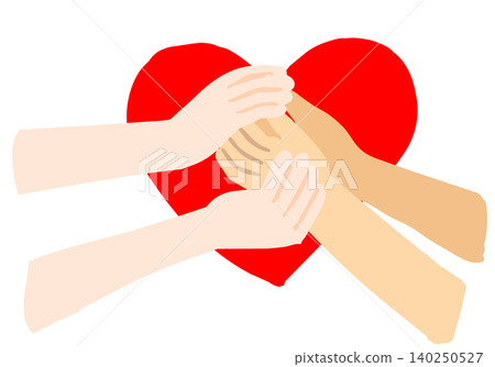 A cute hand-drawn flat illustration of hands shaking hands and a heart. A cute hand-drawn flat illustration of hands shaking hands and a heart. 140250527