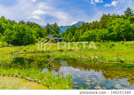 [Nagano Prefecture] National Alps Azumino Park: View of the Northern Alps from the waterside rest area 140251380