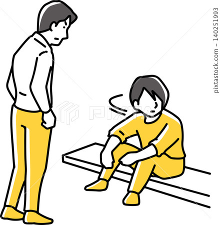 A man confronts a rebellious boy. A man confronts a rebellious boy. 140251993