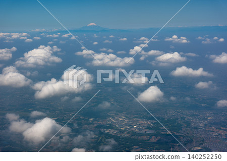 The Kanto Plain and Mount Fuji as seen from an airplane: A magnificent aerial view of Japan. The Kanto Plain and Mount Fuji as seen from an airplane: A magnificent aerial view of Japan. 140252250