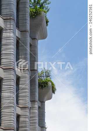 Greened modern building facade Greened modern building facade 140252561