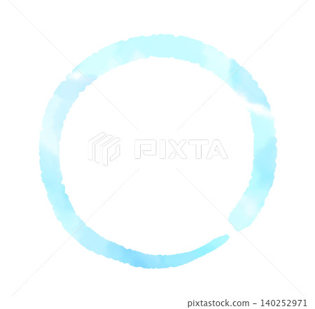 Watercolor-style, pale blue circular frame - hand-drawn illustration material Watercolor-style, pale blue circular frame - hand-drawn illustration material 140252971