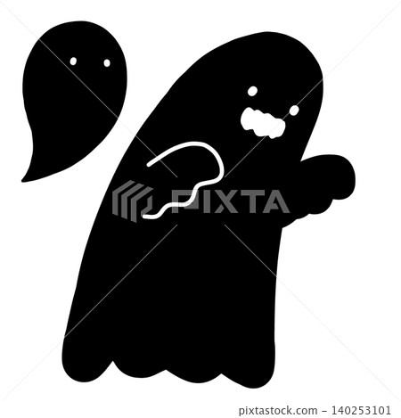 Illustration material of a black ghost - silhouette - will-o'-the-wisp Illustration material of a black ghost - silhouette - will-o'-the-wisp 140253101