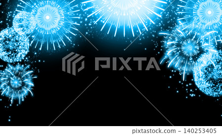 Horizontal glittering fireworks background with text space. 140253405